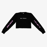 "SELF PROUD" BLACK LONG SLEEVE CROPPED